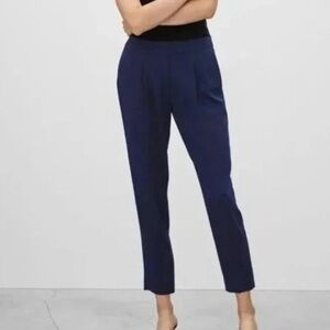NWT Babaton x Aritzia Conan Mid Rise Cropped Slim Leg Pants Navy Blue Size 14